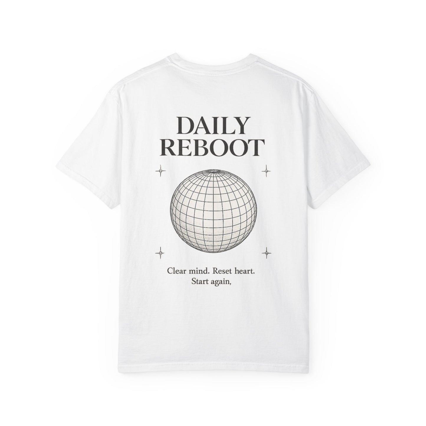 Daily Reboot™ — Minimal Wireframe Sphere Graphic T-Shirt | Clean Swiss Streetwear Design