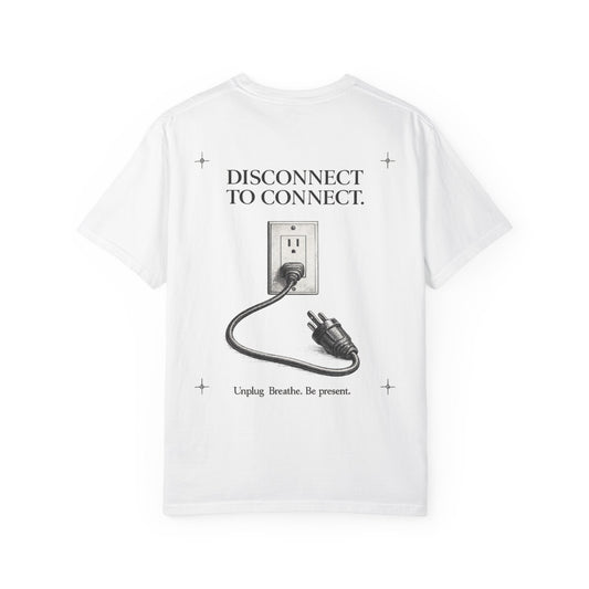 Disconnect to Connect™ — Premium Minimalist Graphic T-Shirt | Editorial Streetwear | Digital Detox Design