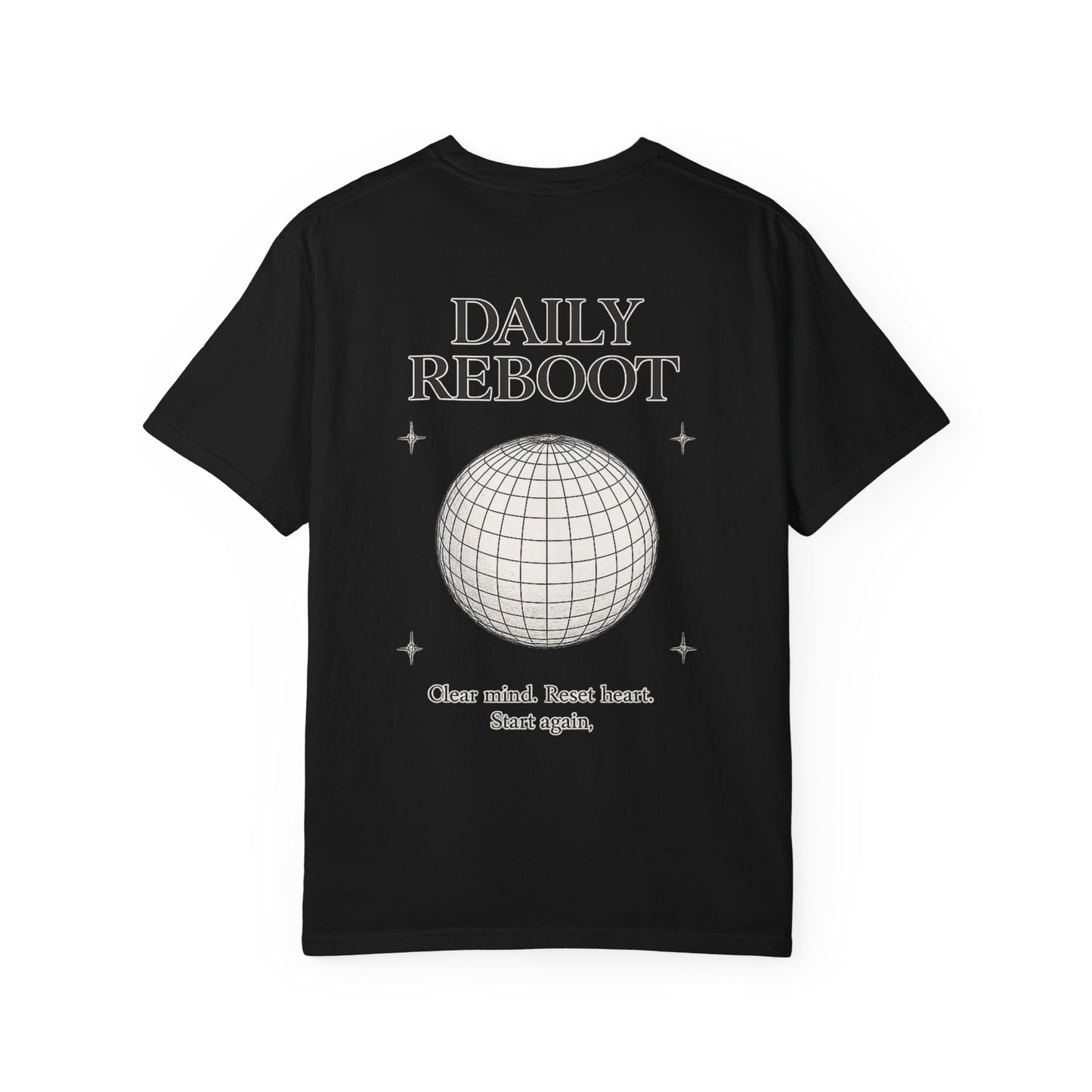Daily Reboot™ — Minimal Wireframe Sphere Graphic T-Shirt | Clean Swiss Streetwear Design