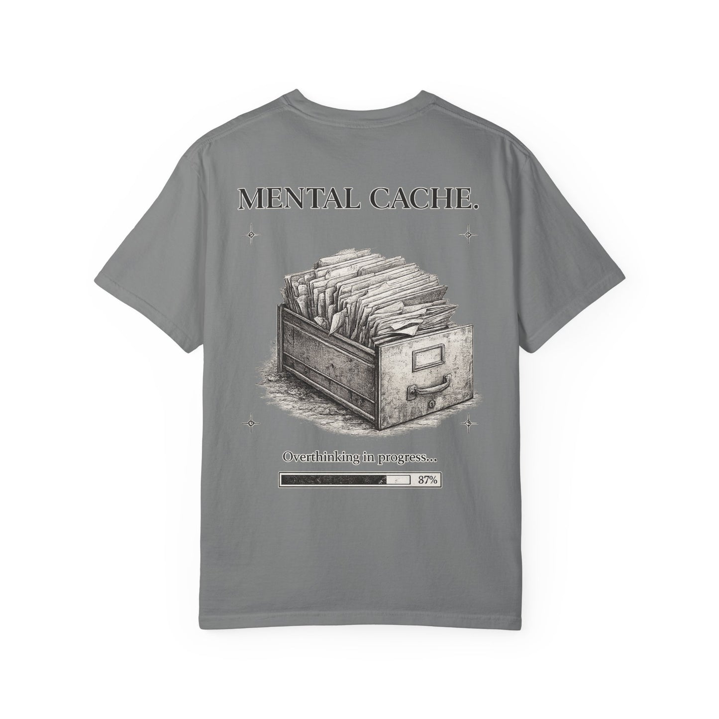 Mental Cache™ — Premium Filing Cabinet Graphic T-Shirt | Vintage Editorial Streetwear | Overthinking Design