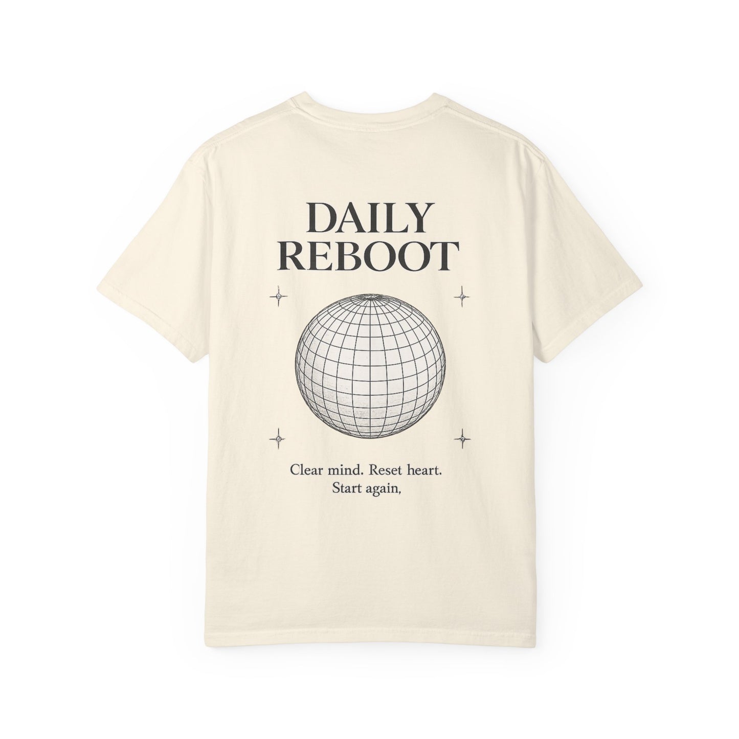 Daily Reboot™ — Minimal Wireframe Sphere Graphic T-Shirt | Clean Swiss Streetwear Design