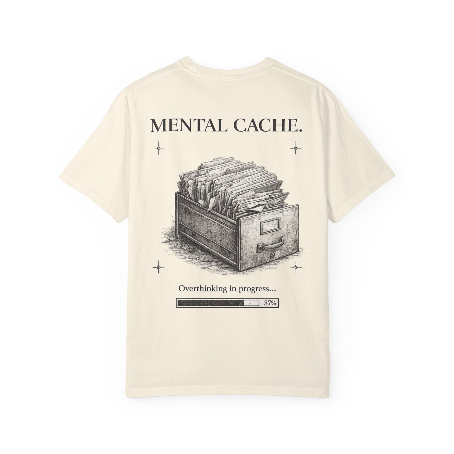Mental Cache™ — Premium Filing Cabinet Graphic T-Shirt | Vintage Editorial Streetwear | Overthinking Design