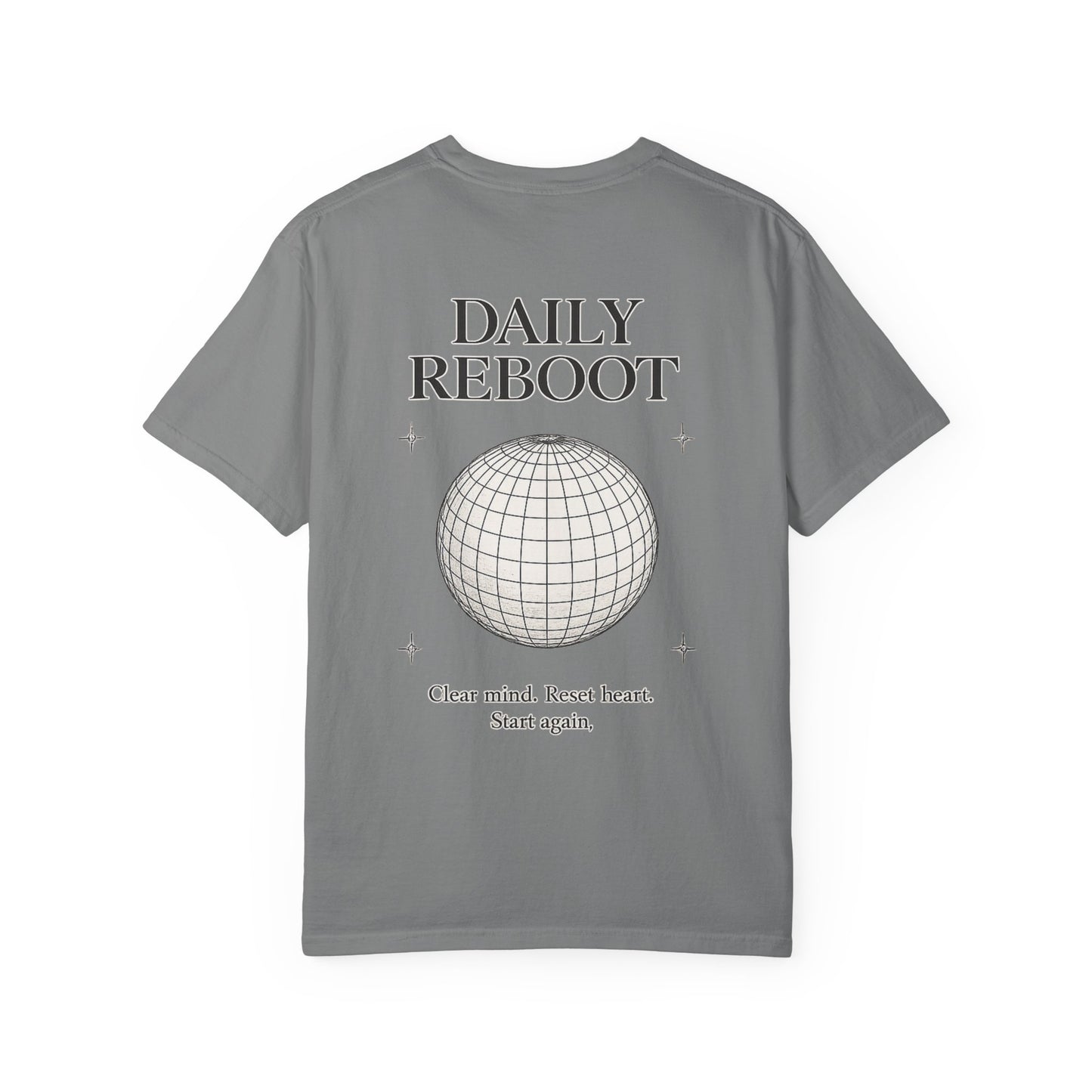 Daily Reboot™ — Minimal Wireframe Sphere Graphic T-Shirt | Clean Swiss Streetwear Design